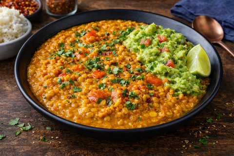 Linsen Curry mit Guacamole